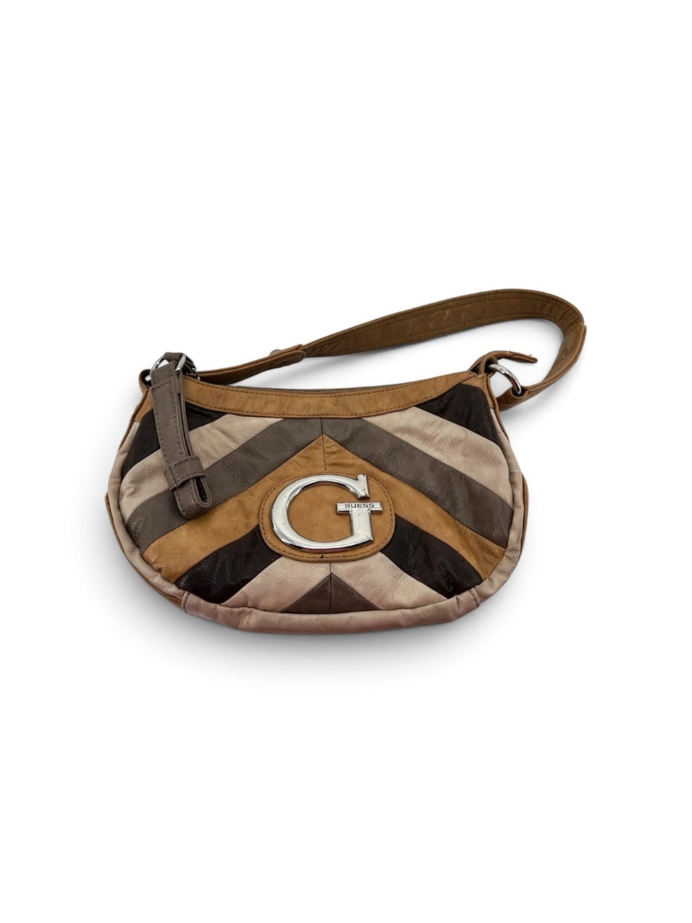 Vintage Guess- Chevron Patchwork Shoulder Bag in Brown&Tanya W/Matching Wallet - Picture 2 of 6